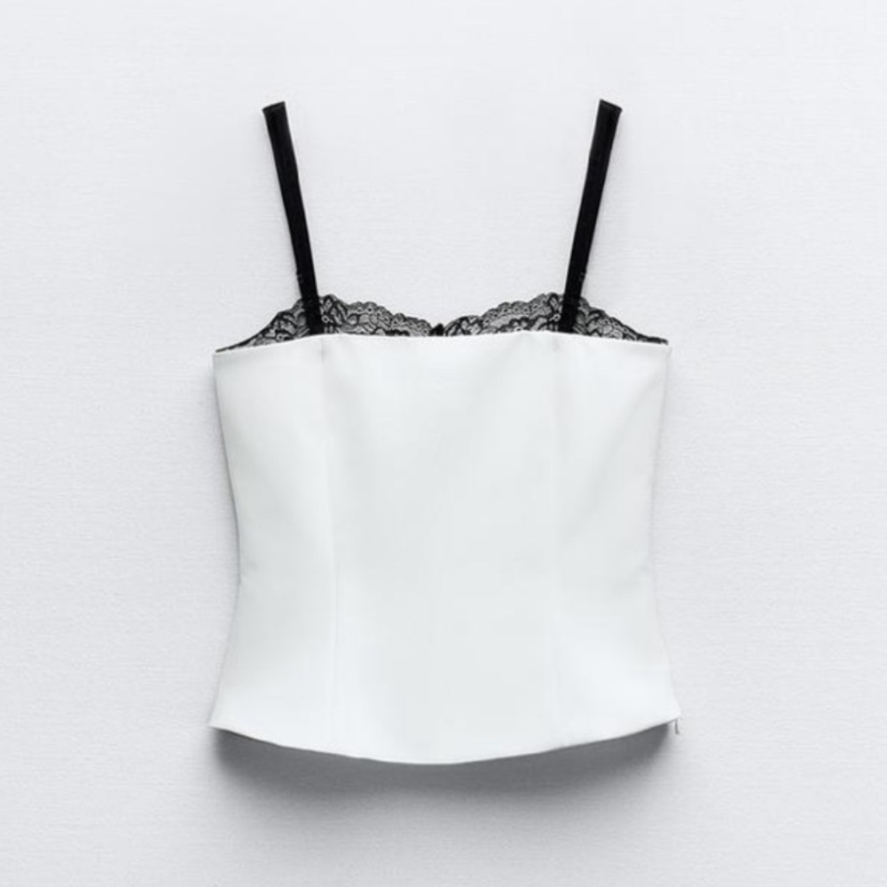 Zara Lace Trim Corset Top (NWT) - White